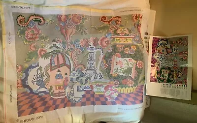 33x24 Ehrman 2016 England Oriental Pots Kaffe Fassett Needlpoint Huge  • $75