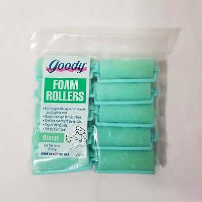 Vintage Green GOODY Foam Hair Rollers 10 Pieces SEALED Package USA 1993 #82571 • $12.99