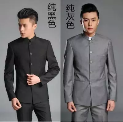 Retro Mens Jacket Blazer Pants Chinese Style Tunic Single Breasted Mao Suits • $34.56