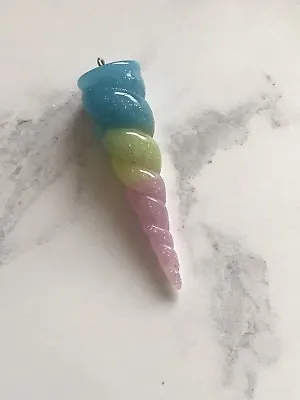 Large Unicorn Horn Charm Pink Blue Yellow  Pendant Jewellery • £3