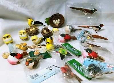 $24 • Buy Misc Lot Craft Birds*Owls*Mushroom*Real Feathers*Tiny Nests*