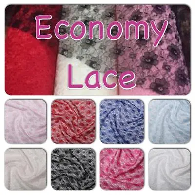 ECONOMY LACE - Floral Lace In A Variety Of Colours - 45 /112cm Wide - Per Metre • £3.50