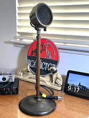 Super Rare 1930's LUSTRAPHONE MC Microphone Working W/old Universal Desk Stand • $599