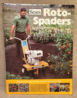 1975 Vtg. Sears Roto-Spaders Gas Rototiller 7 Pg. Color Brochure 3.5 4 5 6 8 HP • $9.99