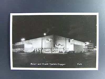 Salem Oregon OR Meier & Frank Store At Night Real Photo Postcard RPPC 1950's • $29.75