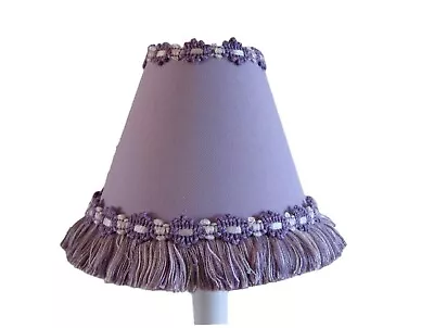 Lavender Brush Trimmed Chandelier Shade 5  Mini Lamp Sconce Shade Purple Lilac • $5