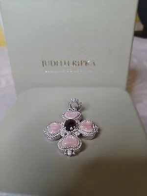 $110 • Buy New In Box Judith Ripka Sterling Gemstone Diamonique Cross Enhancer/Pendant 