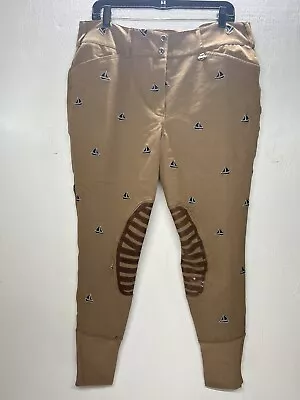 Women Size 36 Tan Equine Couture Knee Patch Horseback Riding Pants Boat Breeches • $30