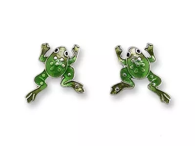 Frog Stud Earrings Sterling Silver Plated Enamel Handmade Zarlite By Zarah • $19.99