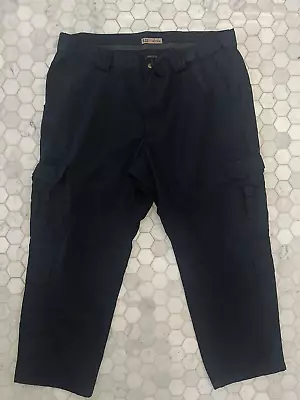 Mens 5.11 Tactical Pants 44x30 Navy Blue Elastic Waist Ripstop Cargo EMS Pants • $22.99