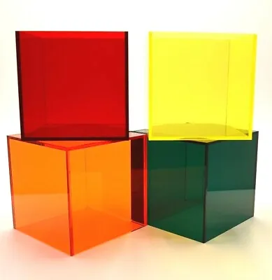 Plastic Perspex Cube Display Stand 5 Sided Box Acrylic Tray Retail Shop Holder • £17.82