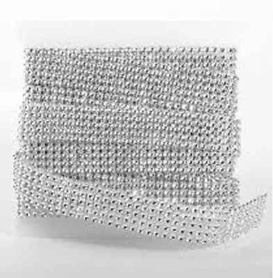 £0.99 • Buy 5 Row Silver Diamond Diamante Effect Ribbon Trim Cake Bridal Craft
