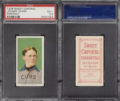 1909 T206 Sweet Caporal 350 Johnny Evers Portrait Chicago Cubs HOF PSA 5.5 • $5750