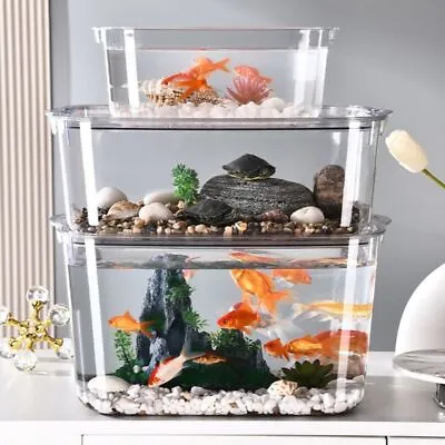 Explosion-proof Fish Tank Tabletop Mobile Ecological Water Tank Aquarium Box  • £10.97