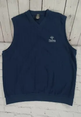 Nike Golf Sweater Vest Men's Navy Blue V Neck Ribbed Thorntree Country Club M • $12.95