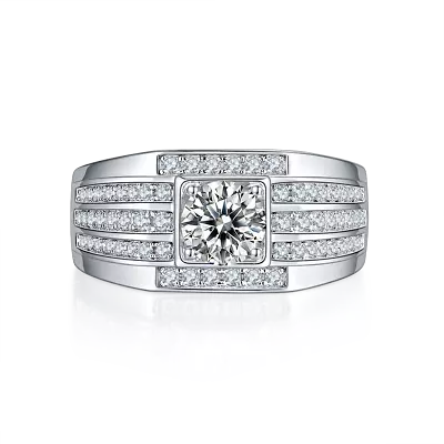 Mens Real 925 Sterling Silver 1Ct Round Cut VVS1 Moissanite Wedding Band Ring • $46.80