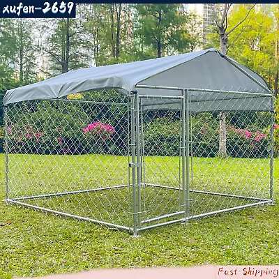 Outdoor Pet Dog Run House Kennel Shade Cage Enclosure W/Cover Playpen US • $186.90