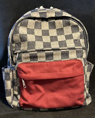 Checkered Red Pocket Mini Backpack • $17