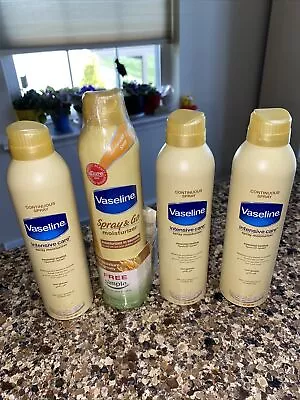 Lot Of 4 Vaseline Intensive Care And Spray & Go Moisturizer Lotion 6.5 Oz Ea NEW • $59.99