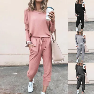 Women Tracksuits Set (2PCS) Top+Pants Lounge Wear Ladies Hoodies Suit Loungewear • £11.29