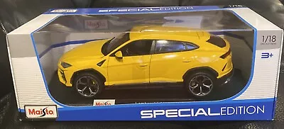 NEW Maisto Special Edition Die Cast Car  SUV Lamborghini Urus 1/18 Yellow Rare • $45