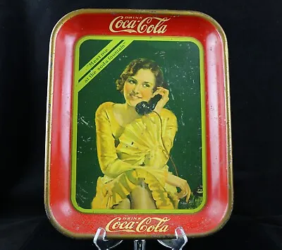 Vintage Coca-Cola Original 1930 Girl Talking On Phone Serving Tray • $148