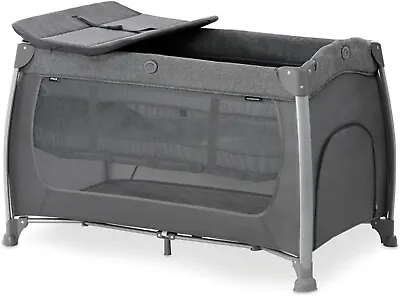 New Hauck Play N Relax 2nd Layer Baby Travel Cot Crib Bassinet- Melange Charcoal • £69.99