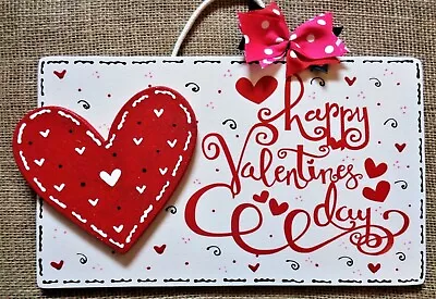  Holographic Glittered HAPPY VALENTINE'S DAY SIGN Wall Door Hanger Plaque Wreath • $13