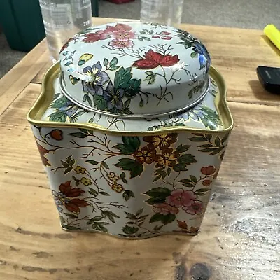 Vintage Daher Long Island NY Floral Tin Canister Container England Made (square) • $9