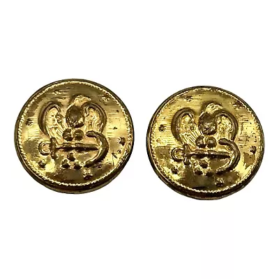 2 Antique Superior Quality US Military Brass Buttons Eagle Anchor Stars 5/8” D • $8.50