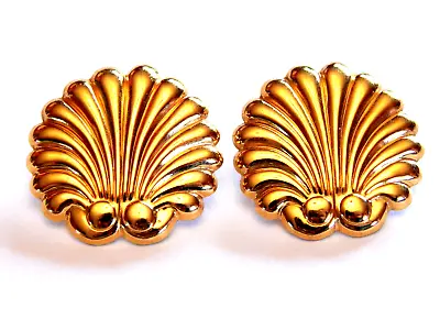 Vintage Signed Avon Gold Tone Shell Sea Shell Earrings 1 Inch Wide • $9.99