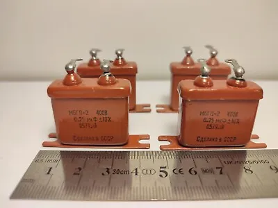 4 Pcs 0.25uF 400V 10% MBGP MBGP PIO Capacitors Pulse Multipurpose USSR NOS • $8