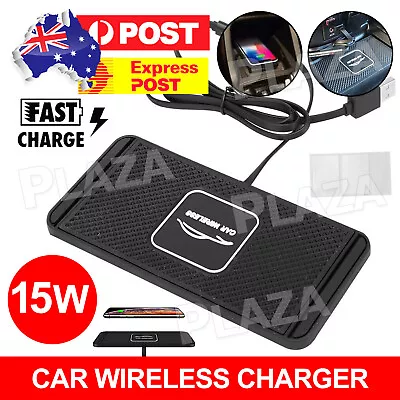 Car Wireless Charger 15W Silicone Fast Charging Station Pad Non-slip Mat Dock • $16.85