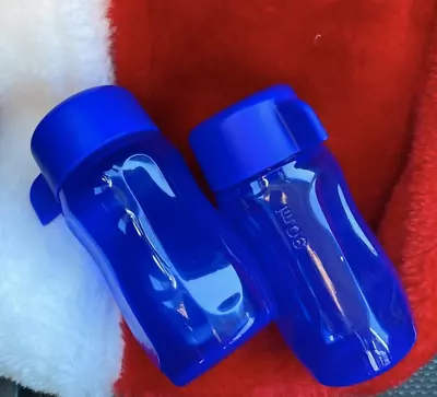 Two Tupperware Mini Eco Water Bottles On The Go 3 Oz Each Screw Tops Blue New • £14.43