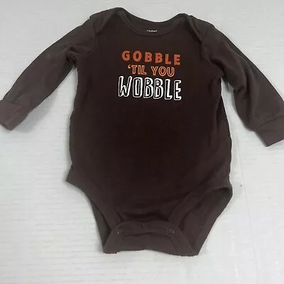 Carter's Thanksgiving Bodysuit  Gobble Til You Wobble  6 Months  Brown/orange • $8