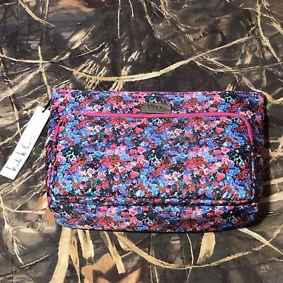 NWT Nicole Miller Cosmetic Travel Makeup Toiletries Bag Pink Blue Floral Print • $11.91