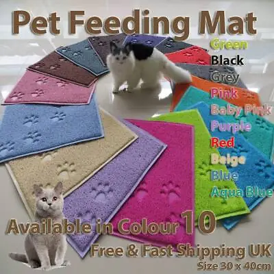 £4.49 • Buy Rectangle Pet Dog Puppy Cat Feeding Mat Pad Cute PVC Bed Dish Bowl Food Feed