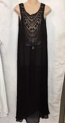 Miguelina Dress Black Long Cover Up Leighanne Silk Size P NWT $395 • $175