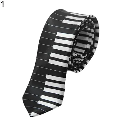 £5.99 • Buy Unisex Novelty Fancy Dress Black With White Piano Key Skinny Tie - Brand New