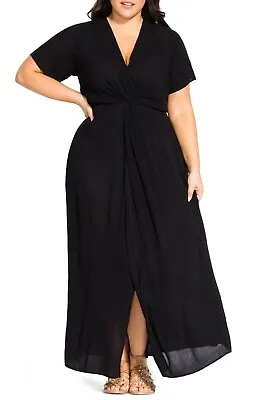 $34.99 • Buy City Chic Ladies Knot Front Maxi Dress Sizes 16 18 Small Medium Colour Black