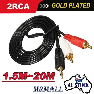 3.5mm Male Aux Jack To 2 RCA M/M Y Splitter Stereo Audio Cable Gold Plated AU • $4.95