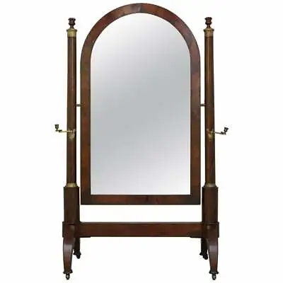 French Empire Mahogany & Gilt Metal With Candles Cheval Mirror Circa 1810 • $6314.75