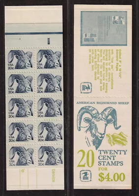 1982 Bighorn Sheep Booklet Sc BK142 20c Plate No. 3  (2 Sc 1949a Panes) • $8.49