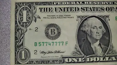 VERY Cool Fancy Serial Number 1$ Dollar Bill 6 Of Lady Lucky 7's Super Unique • $89.99