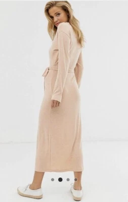 £9.99 • Buy Asos Dress Size 4 Belted Knit Jersey Jumper Cream Long Sleeve Warm Winter Soft