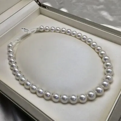 AAAA 18  9-11MM Real SOUTH SEA WHITE Round PEARL NECKLACE 14K Gold Clasp • $198