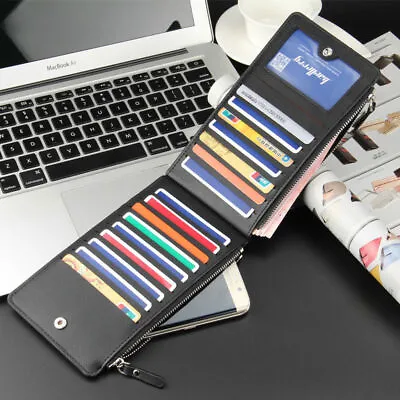 Mens Womens Leather Multi-card Wallet Long Credit Card Holder Purse Handbag • $9.89