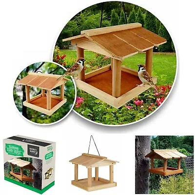 £11.90 • Buy Wooden Hanging Bird Feeding Table Station Nesting House Outdoor Garden Feeder