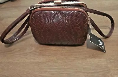 NEW Melie Bianco Vegan Corssbody Purse Woven Brown Leather Bag • $45