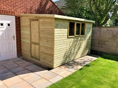 Shed Heavy Duty T&g Garden Workshop Pent Treated 16mm Man Cave Storage Sheds • £1400